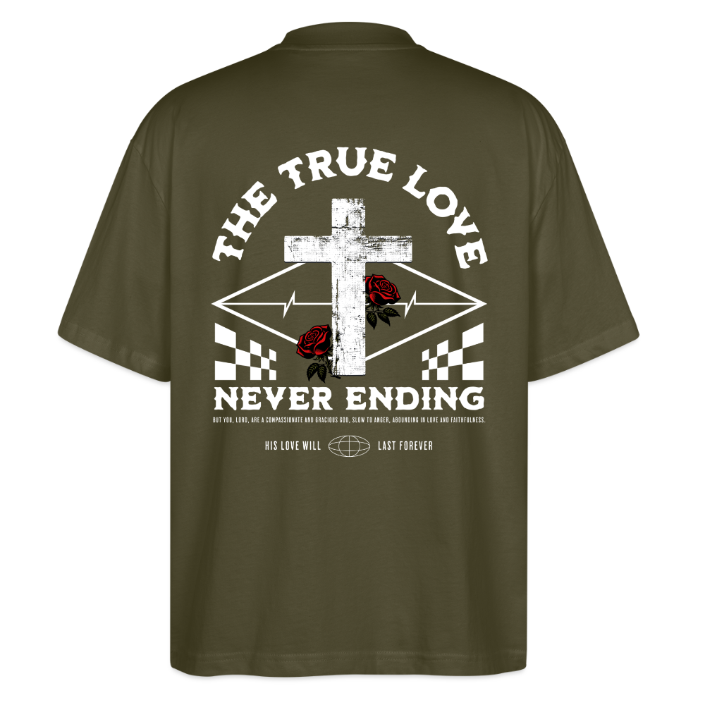 TRUE LOVE - Oversized Unisex Organic T-shirt - khaki